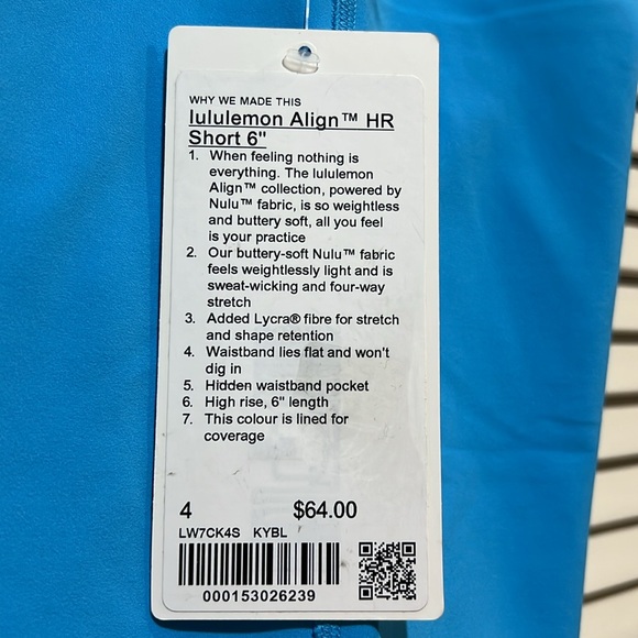 NWT Lululemon Align High-Rise Short 6" in Kayak Blue Light color size 4 - Picture 14 of 14